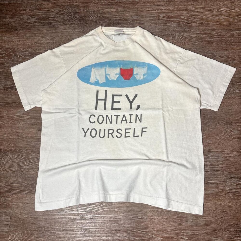 Vintage 90s Fruit of the Loom Tee White Logo Single Stitch Mens Size XL